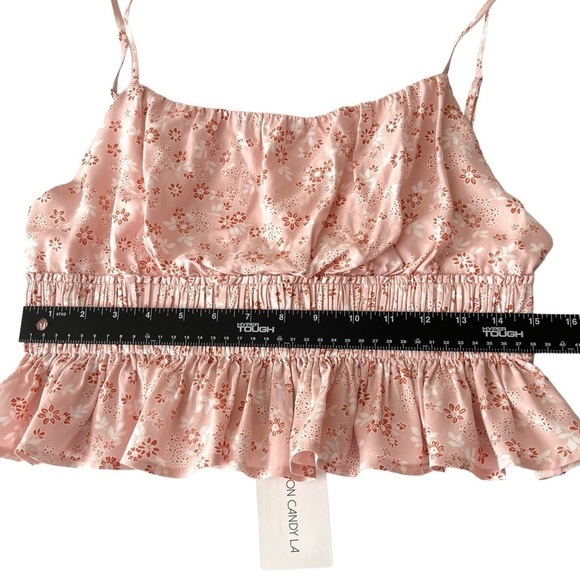 NWT Cotton Candy LA Pink Cropped Top with Ruffle Size Large - Picture 8 of 12